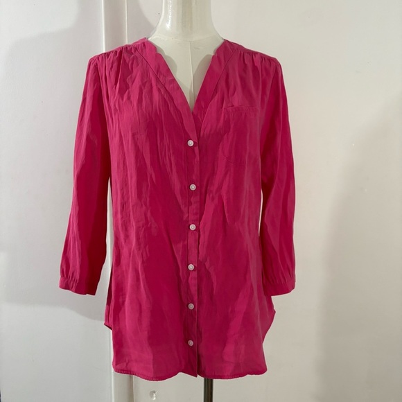 LL Bean Womens Pink Button Down Shirt Sz M Modal Blend Soft Career Easter Spring - Picture 1 of 11